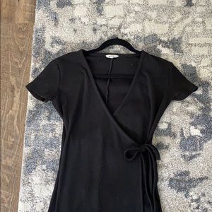Madewell cotton black wrap dress